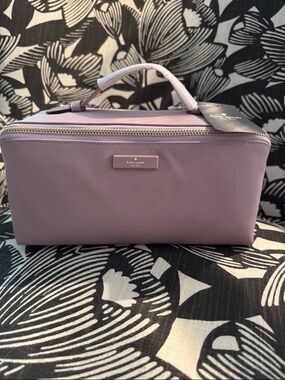 kate spade lavender zip-top cosmetic case with top handle
